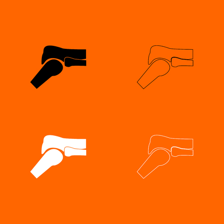 Knee joint black and white set  icon .のイラスト素材