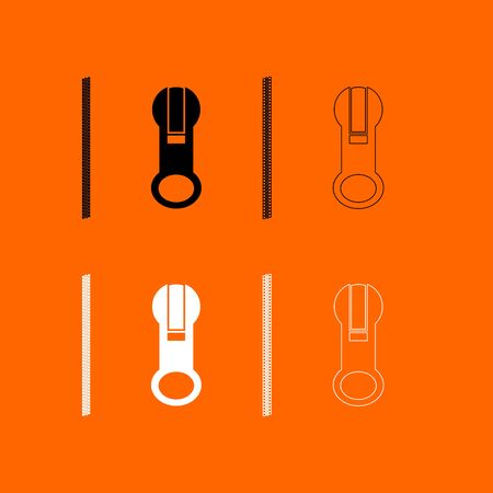 Zipper black and white set  icon .のイラスト素材