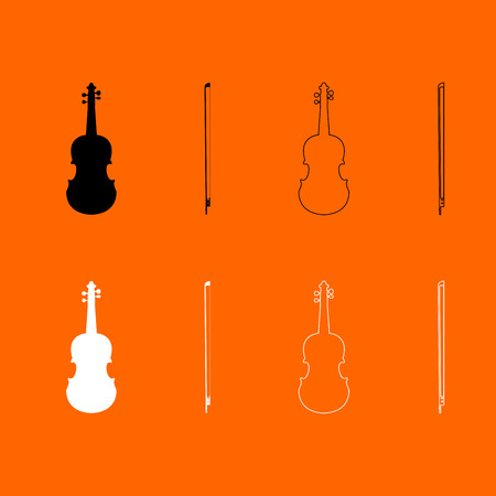 Violin black and white set  icon .のイラスト素材