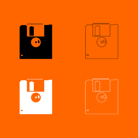 Floppy disk black and white set  icon .のイラスト素材