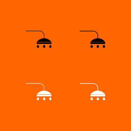 Shower it is  black and white set icon .のイラスト素材