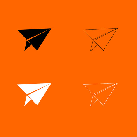 Paper airplane  it is  black and white set icon .のイラスト素材