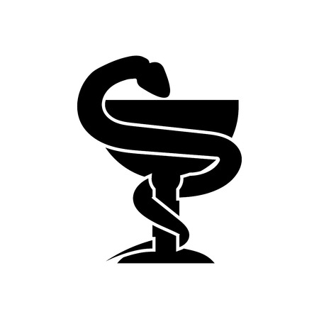 Snake and cup black color icon Vector illustration.のイラスト素材