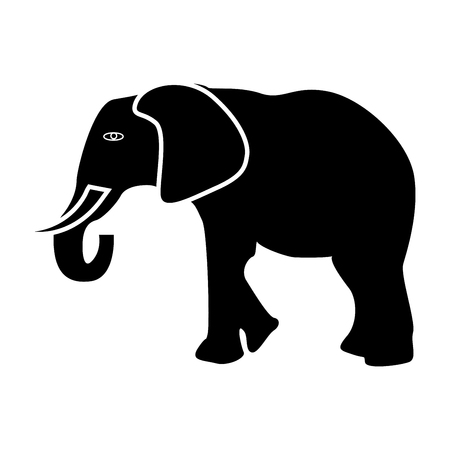Elephant black color icon Vector illustration.のイラスト素材