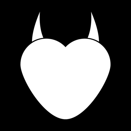 Heart with devil horn it is white color icon .のイラスト素材