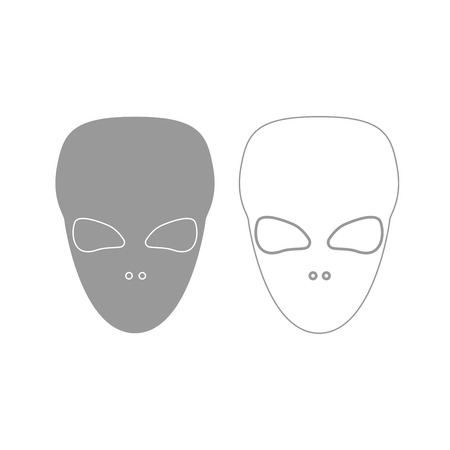Extraterrestrial alien face or head it is grey set icon .のイラスト素材