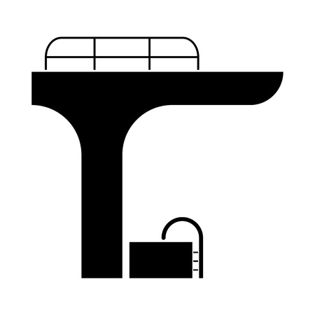 Pool with a diving tower it is black color icon .のイラスト素材