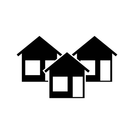 Three house it is black color icon .のイラスト素材
