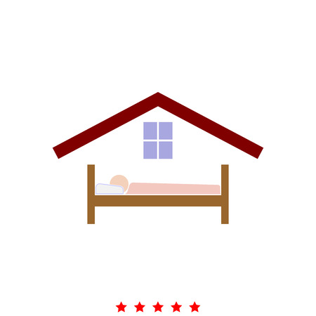 Man in bed hotel.Flat styleのイラスト素材