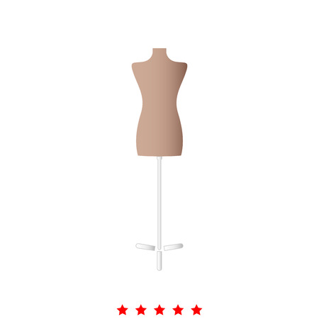 Fashion stand, female torso mannequin it is icon . Flat style .のイラスト素材