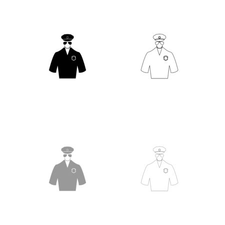 Police black and grey set icon . Flat style .のイラスト素材