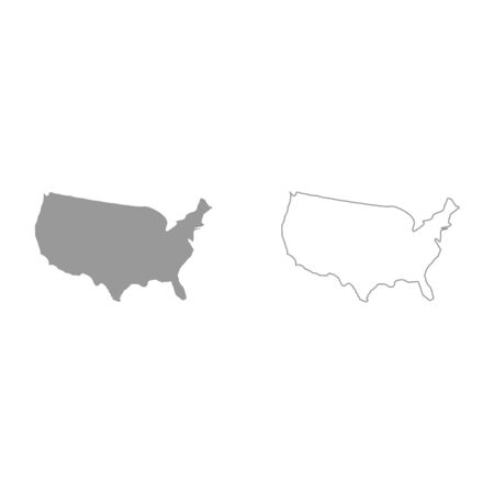Map of America grey set it is icon . Flat style .のイラスト素材