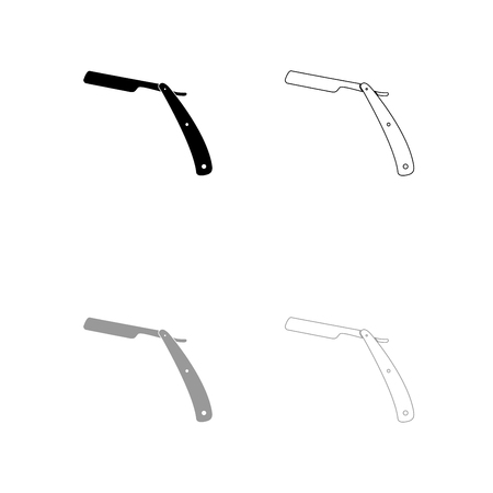 Straight razor black and grey set icon . Flat style .のイラスト素材