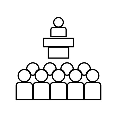 Speaker before the audience it is black icon . Simple style .のイラスト素材