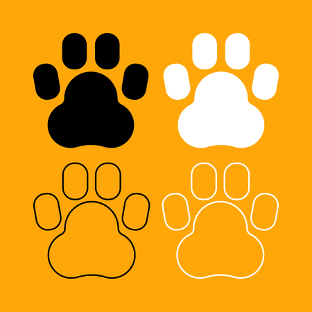 Animal footprint it is set black and white icon .のイラスト素材