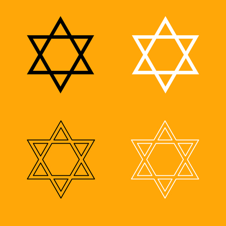 Jewish star of David it is set black and white icon .のイラスト素材