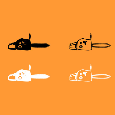 Petrol powered saw it is black and white set icon .のイラスト素材