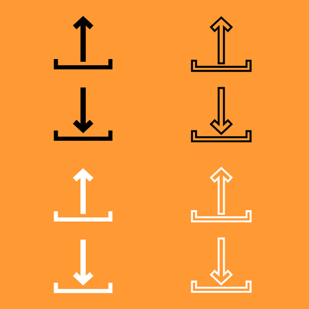 Sign upload and download it is black and white set icon .のイラスト素材