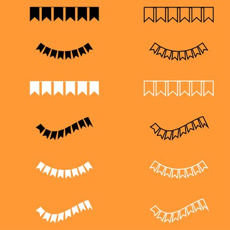 Flag ribbons it is black and white set icon .のイラスト素材