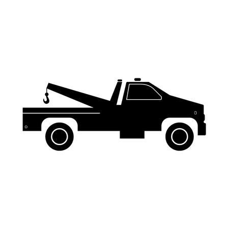Breakdown truck it is black icon . Flat styleのイラスト素材