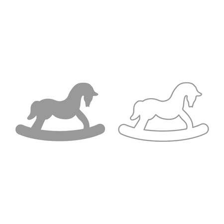 Toy horse icon. It is grey set .のイラスト素材