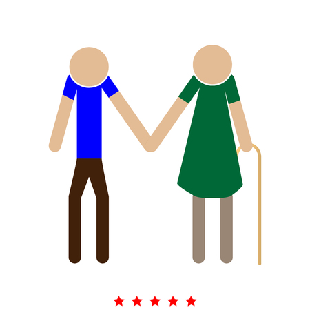 Elder people stick icon . It is flat styleのイラスト素材