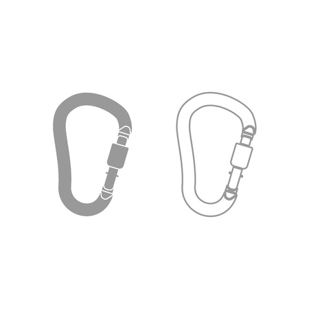 Safety hook or carabiner hook icon. It is grey set .のイラスト素材