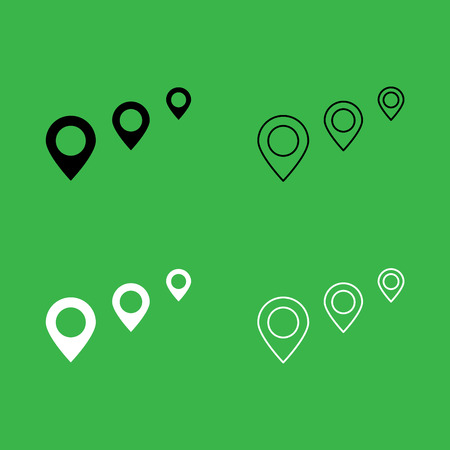 Location way icon . Black and white color set .のイラスト素材