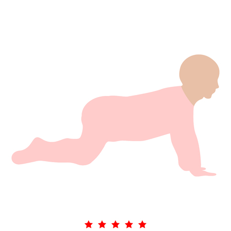 Crawling baby icon Illustration color fill simple styleのイラスト素材