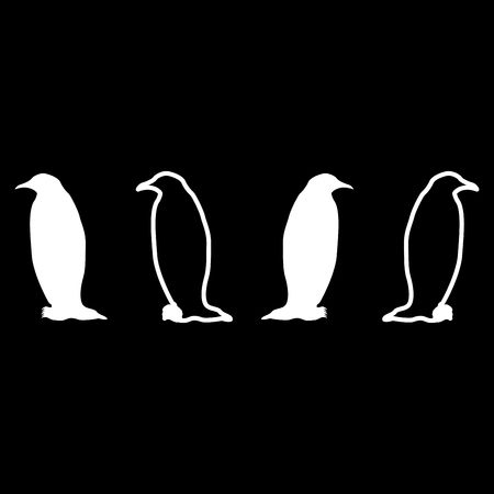 Penguin icon set white color vector illustration flat style simple imageのイラスト素材