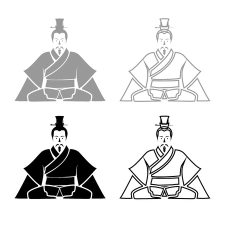Emperor of China iconset grey black color vector Illustrationのイラスト素材
