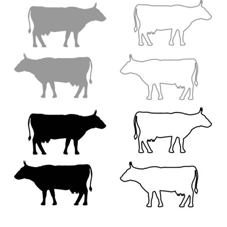 Cow iconset grey black color vector Illustrationのイラスト素材