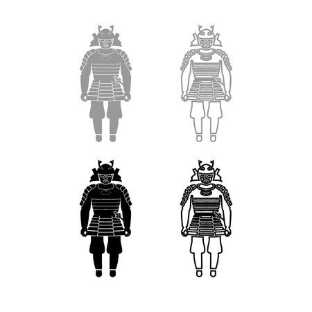 Samurai Japan warrior iconset grey black color vector Illustrationのイラスト素材