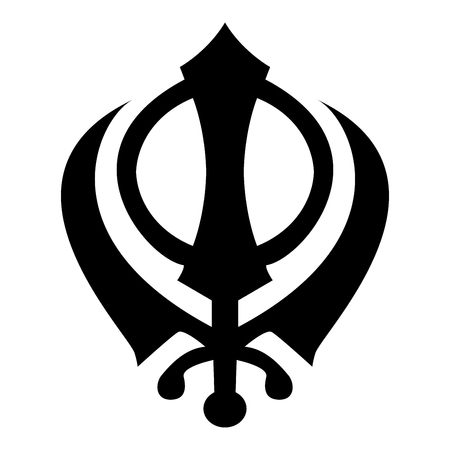 Khanda symbol sikhi sign icon black color vector illustration flat style simple imageのイラスト素材