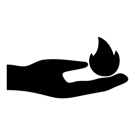 Hand in fire icon black color vector illustration flat style simple imageのイラスト素材