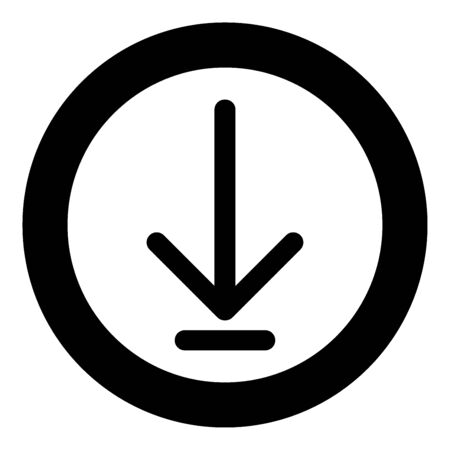 Down arrow or load symbol the black color icon  in circle or round vector illustrationのイラスト素材