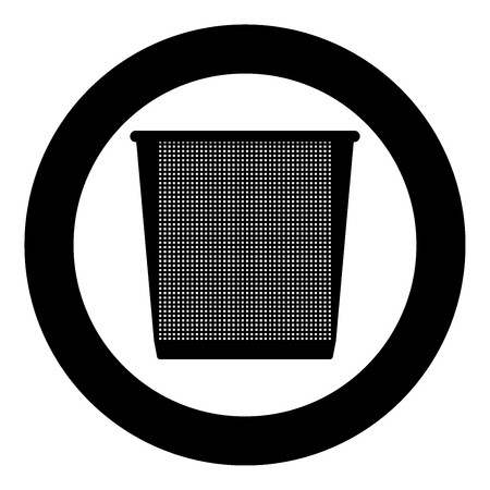 Trash bucket the black color icon  in circle or round vector illustrationのイラスト素材