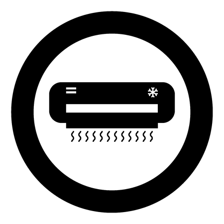 Air conditioner  icon black color in circle or round vector illustrationのイラスト素材