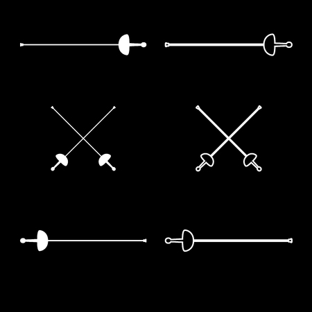 Swords for fencing icon set white color vector illustration flat style simple image