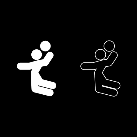 Volleyball player or basketball player with a ball stick icon set white color vector illustration flat style simple imageのイラスト素材