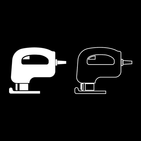 Fretsaw electric keyhole saw icon set white color vector illustration flat style simple imageのイラスト素材