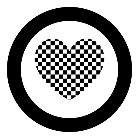 Heart with square icon black color in circle vector illustrationのイラスト素材