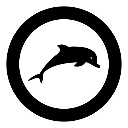 Dolphin icon black color in circle vector illustrationのイラスト素材