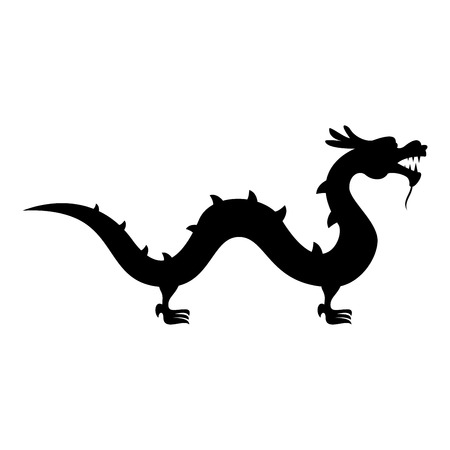 Chinese dragon icon black color vector illustration flat style simple imageのイラスト素材