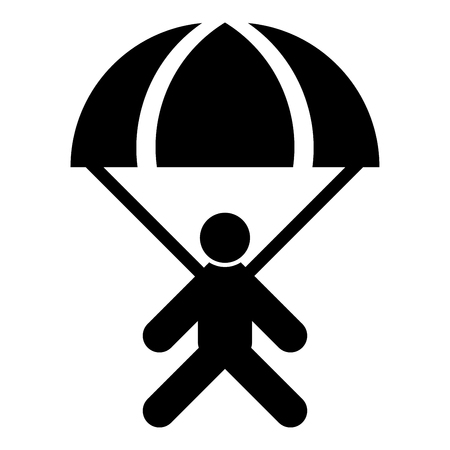 Parachute jumper icon black color vector illustration flat style simple imageのイラスト素材