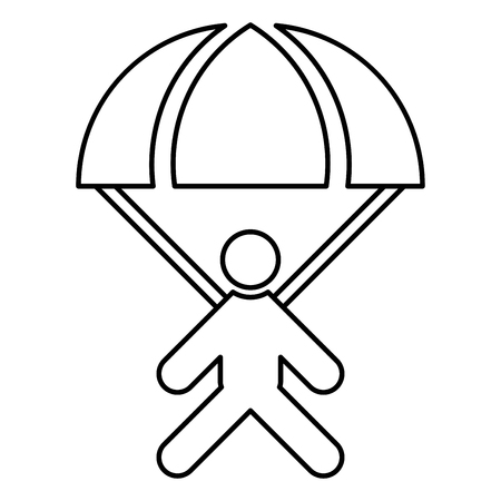 Parachute jumper icon black color vector illustration flat style outlineのイラスト素材