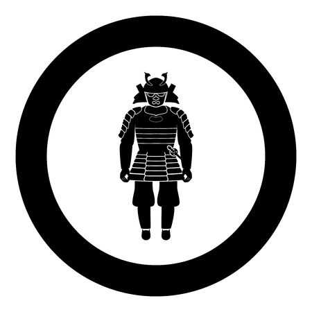 Samurai Japan warrior icon in round black color vector illustration flat style.のイラスト素材