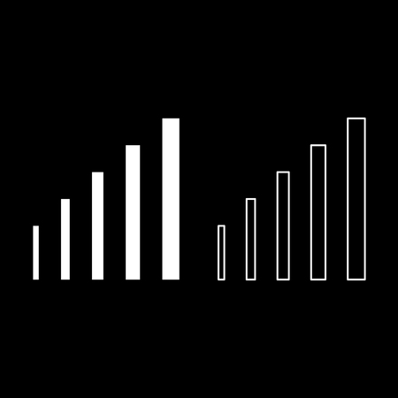 Growth chart icon set white color vector illustration flat style simple image outline