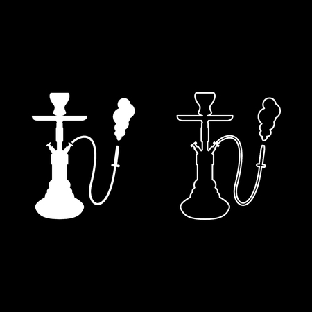 Hookah shisha icon set white color vector illustration flat style simple image outline