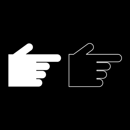 Pointing hand icon set white color vector illustration flat style simple image outlineのイラスト素材